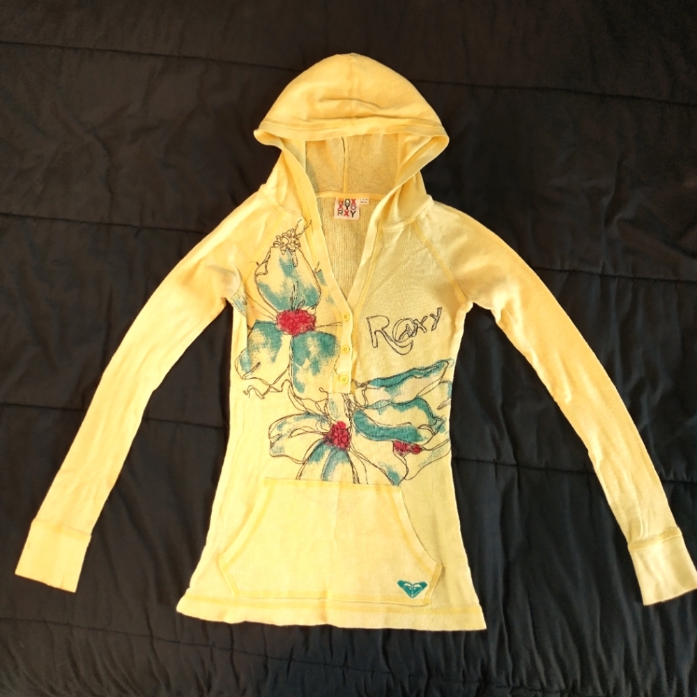 Roxy Lightweight Hooded Shirt Women's Small Yellow